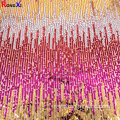 New Gold Multicoloured Tulle Design Sequin Fabric